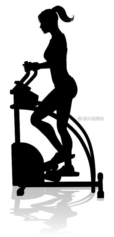 Gym Woman Silhouette Elliptical Machine